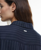 Barbour Carrie Relaxed Pinstripe Shirt in Navy