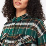 Barbour Cassley Longline Check Overshirt, Green Multi