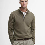 Barbour Cotton Half Zip Jumper In Vintage Khaki