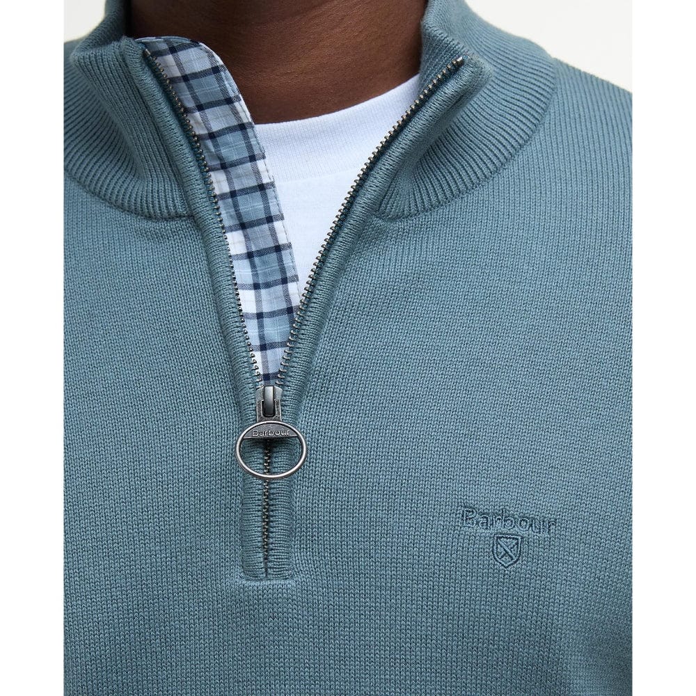 Barbour Cotton Half-Zip Jumper In Vintage Teal