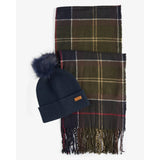 Barbour Dover Beanie & Hailes Scarf Gift Set In Classic