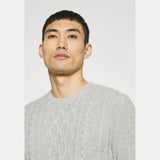 Barbour Essential Chunky Cable Crew Neck Jumper in Fog