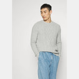 Barbour Essential Chunky Cable Crew Neck Jumper in Fog