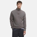 Barbour Essential L/wool Half Zip Jumper In Dark Stone
