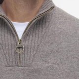 Barbour Essential L/wool Half Zip Jumper In Dark Stone