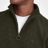Barbour Essential L/wool Half Zip Jumper In Seaweed