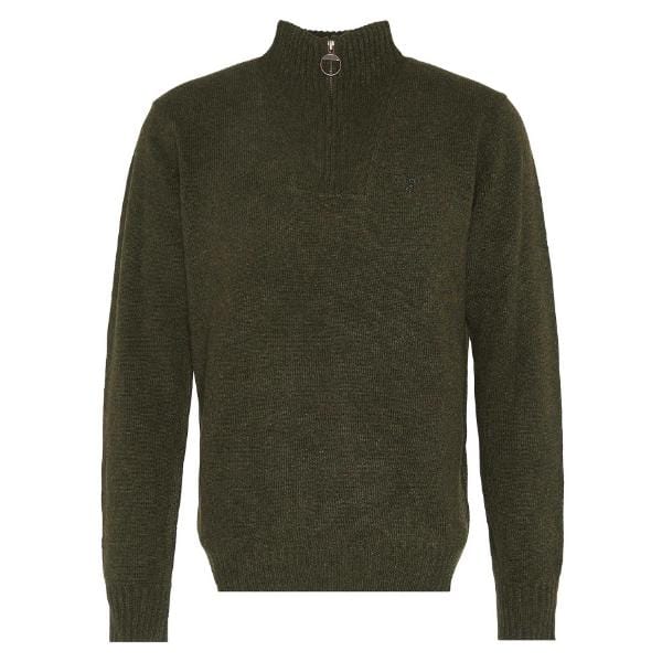 Barbour Essential L/wool Half Zip Jumper In Seaweed