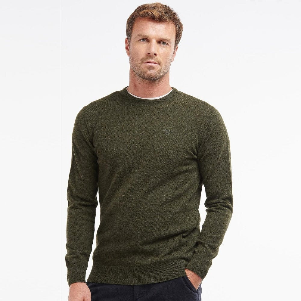 Barbour Essential Lambswool Crew Neck Sweater In Seaweed