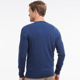 Barbour Essential Lambswool V-Neck Jumper In Deep Blue