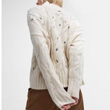 Barbour Fleur Knitted Jumper In Ecru