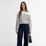 Barbour Harling Striped Top In Cloud/Dark Navy