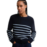 Barbour Hinton Striped Crew Neck Jumper In Dark Navy Stripe