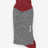 Barbour Houghton Socks In Mid Grey/ Red