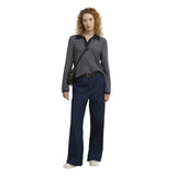 Barbour Inez Striped Collared Jumper In Dark Navy