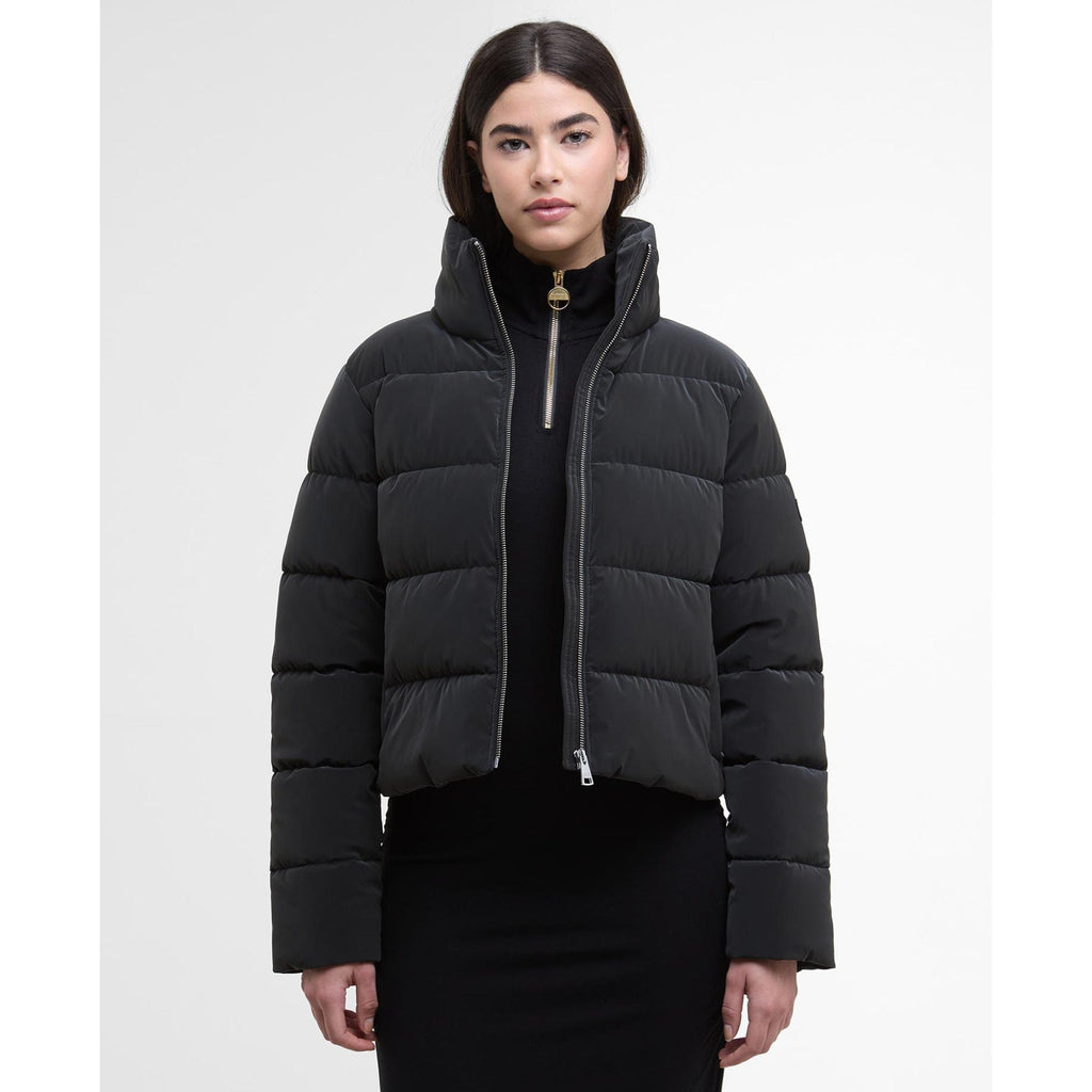 Barbour International Hudson Faux-Velvet Puffer Jacket In Black