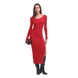 Barbour International Laia Knitted Midi Dress In Scarlet