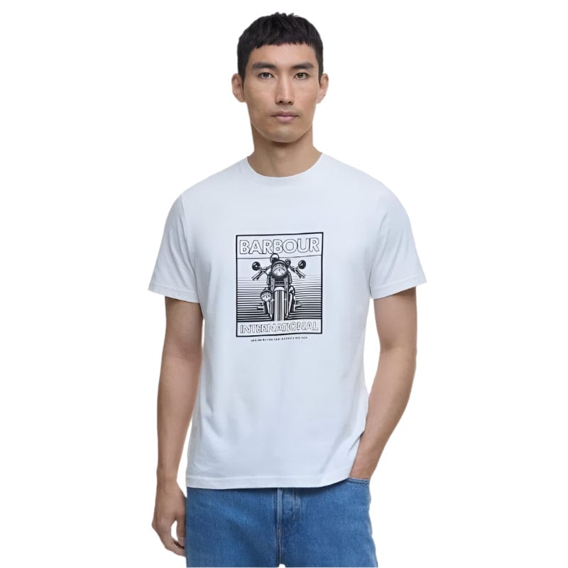 Barbour International Men's Track Graphic T-Shirt In Whisper White