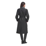 Barbour International Milla Waxed Trench Coat in Black / Scarlet Black