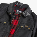 Barbour International Milla Waxed Trench Coat in Black / Scarlet Black