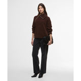 Barbour International Saskia Zip Neck Knit Jumper In Chocolate