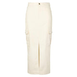 Barbour International Tamsin Cargo Midi Skirt In Pebble