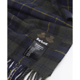 Barbour Lambswool Tartan Scarf In Olive Night