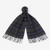 Barbour Lambswool Tartan Scarf In Olive Night
