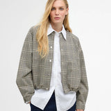 Barbour Leyburn Check Showerproof Bomber Jacket Bleached Olive
