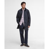 Barbour Lorden Waxed Mac In Navy