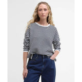 Barbour Marine Striped Crew Neck Jumper In Navy Stripe