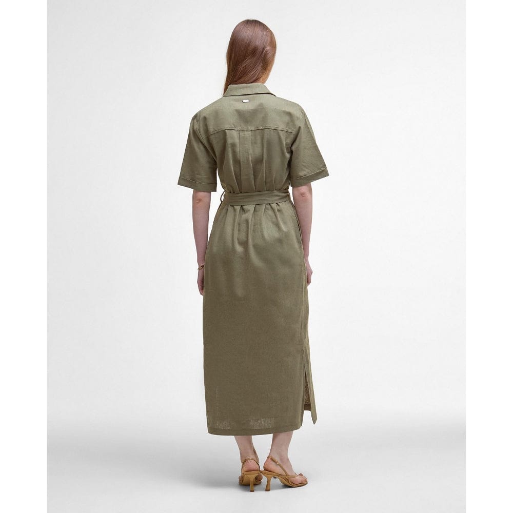 slim fit dress slacks Barbour Nicole Midi Dress In Dusky Green