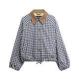 Barbour Ovingham Gingham Casual Jacket In Gingham Navy