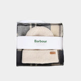 Barbour Pendle Beanie & Blair Scarf Gift Set In Light Birchwood Tartan