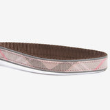Barbour Reflective Tartan Dog Lead In Taupe/Pink Tartan