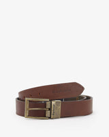 Barbour Reversible Tartan Leather Belt In Classic Tartan Brown