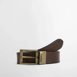 Barbour Reversible Transport Leather Belt In Dark Brown