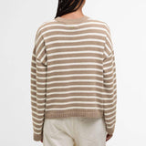 Barbour Rosie Striped Crew Neck Jumper In Fawn