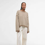 Barbour Rosie Striped Crew Neck Jumper In Fawn