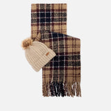 Barbour Saltburn Beanie & Tartan Scarf Gift Set In Gardenia Tartan