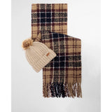 Barbour Saltburn Beanie & Tartan Scarf Gift Set In Gardenia Tartan