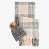 Barbour Saltburn Beanie & Tartan Scarf Gift Set In Rose