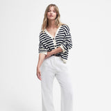 Barbour Sandgate Striped Cardigan In Navy/ White