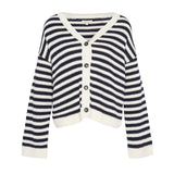 Barbour Sandgate Striped Cardigan In Navy/ White