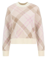 Barbour Sara Tartan Crew Neck Jumper In Beige