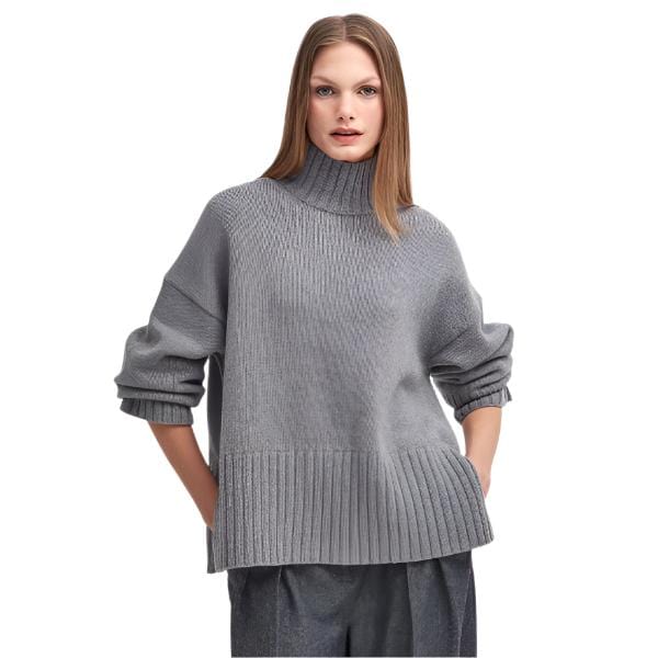 Barbour Serena High-Neck Jumper In Grey Marl