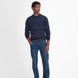 Barbour Stonebeck Fairisle Crew Neck Jumper In Navy
