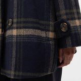 Barbour Tara Wool Coat In Navy Windowpane Check