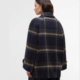 Barbour Tara Wool Coat In Navy Windowpane Check