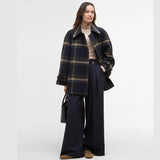 Barbour Tara Wool Coat In Navy Windowpane Check