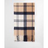 Barbour Tartan Cashmere Scarf In Hessian Navy